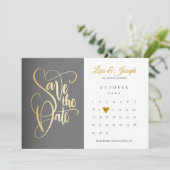Kalender Save the Date Goud Hart Liefde (Staand voorkant)