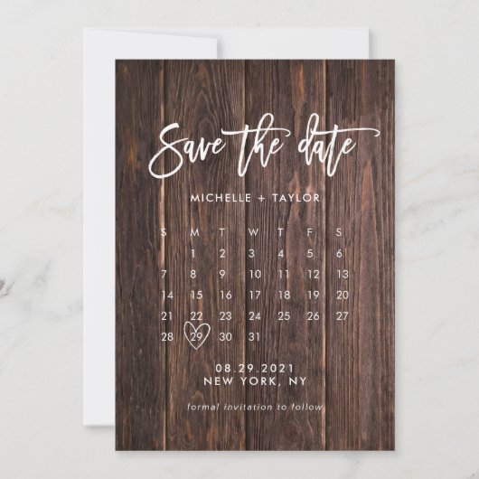 Kalender Save the Date met foto Kaart (Voorkant)