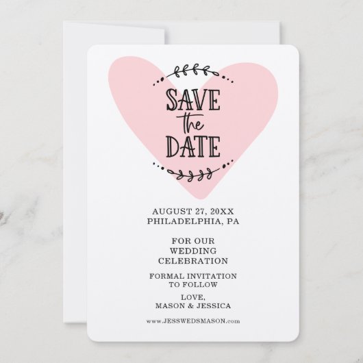 Kalender 'Save The Date' met rustieke getekende kr (Achterkant)