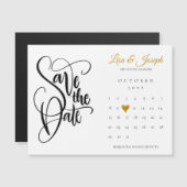 Kalender Script Gouden Hart Trouwdag Save the Date (Voorkant / Achterkant)