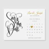 Kalender Script Gouden Hart Trouwdag Save the Date (Voorkant)