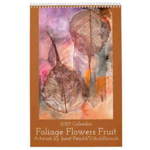 Kalender thema op bloemen, bladeren en fruit