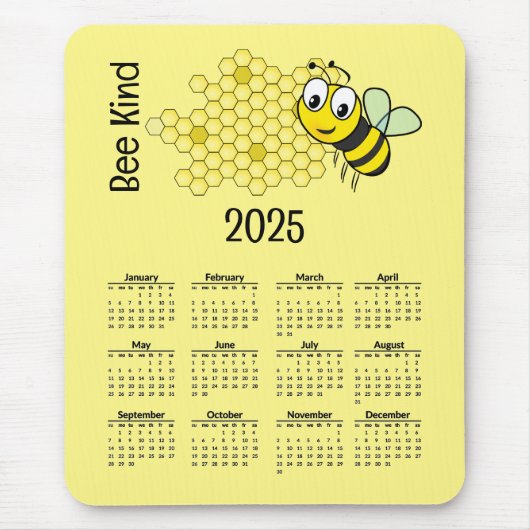 Kalender van Bee and Honeycomb 2025 Muismat (Voorkant)