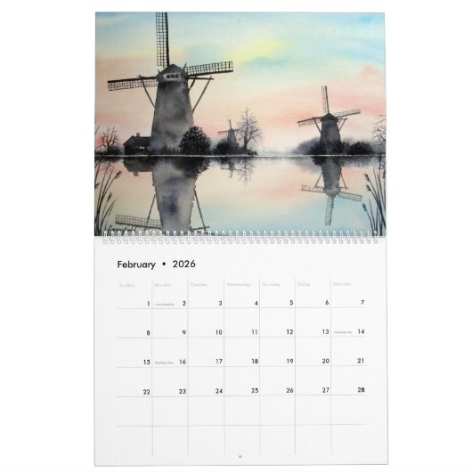 Kalender van de Waterverf van het Landschap schild (Feb 2026)