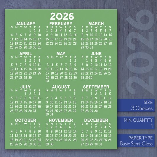 Kalender - Volledig jaar Basic - Flat Sheet Paper