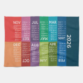 Kalender - Volledig jaar met funky kleurrijke maan Theedoek (Horizontaal)