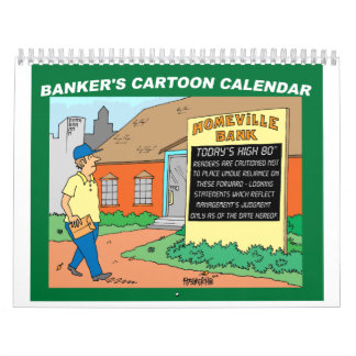 kalender voor cartoons met cadeau aan BANK/FINANCI