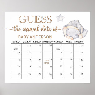 Kalender voor het raden van de uitgerekende datum poster
