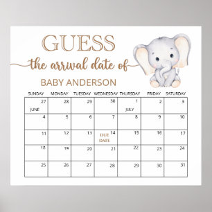 Kalender voor het raden van de uitgerekende datum poster