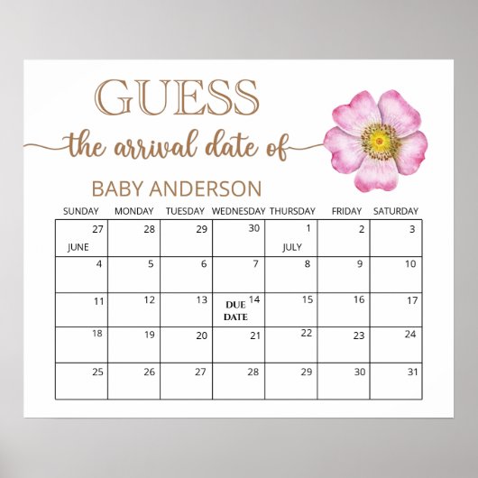 Kalender voor het raden van de verwachte datum voo poster (Voorkant)