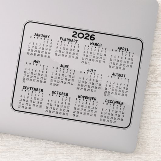 Kalender - zwart-wit minikalender sticker (Detail)