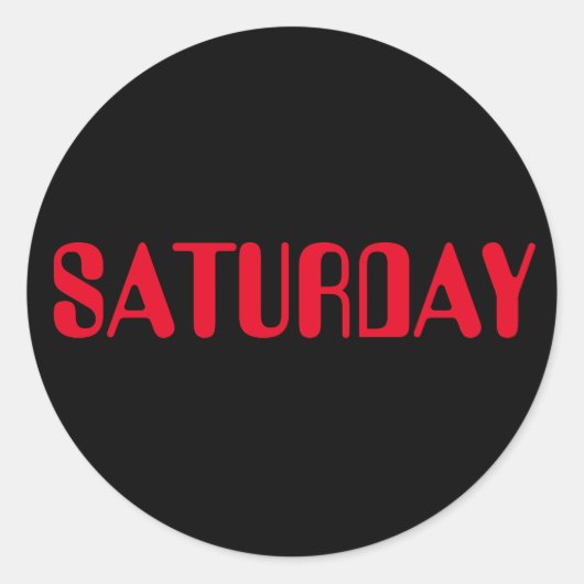 Kalenderdag door Janz Saturday Black Ronde Sticker (Voorkant)