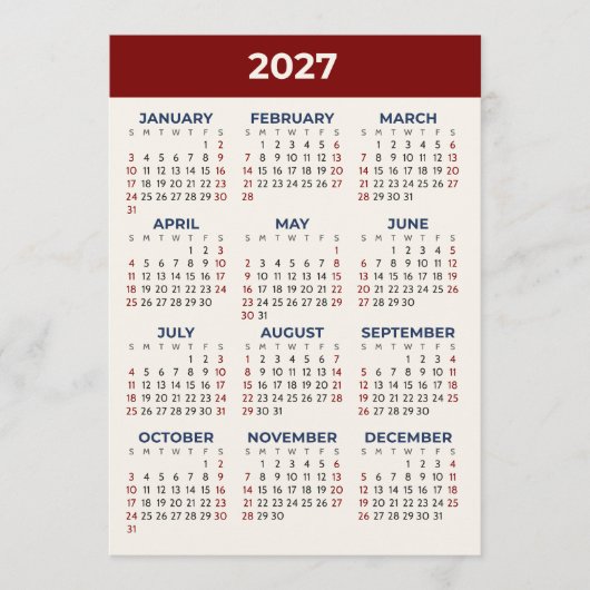 Kalenderkaart 2027 volledige jaarkijk aangepaste k programma (Voorkant)