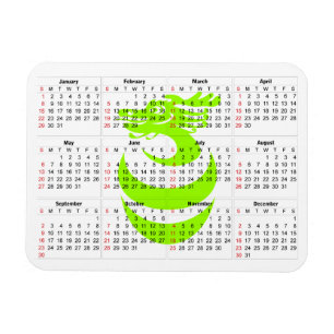 Kalenderlichtgroene draak Premium Magnet Magneet