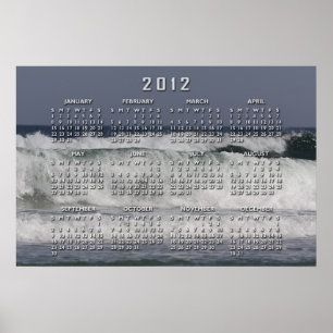 Kalenderposter met oceaan golven poster