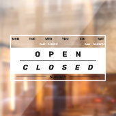 Kalenderstijl Bedrijfs Openingstijden Wit Raamsticker (Vel 2)