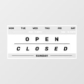 Kalenderstijl Bedrijfs Openingstijden Wit Raamsticker (Vel)