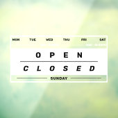 Kalenderstijl Bedrijfs Openingstijden Wit Raamsticker (Vel 3)