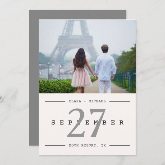 Kalenderstijl Big Date Photo Save the Date Kaart (Voorkant / Achterkant)