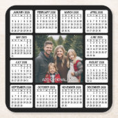 Kalendervierkant met foto in het midden vierkante kartonnen onderzetter (Voorkant)