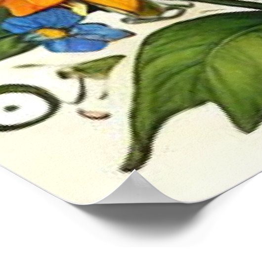 Kalf in een levendige bloementuin en Butterfly Won Poster (Hoek)