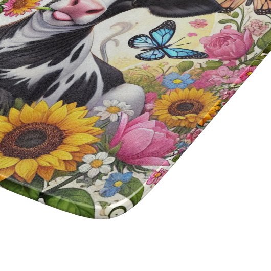 Kalf in een levendige bloementuin en Butterfly Won Snijplank (Hoek)