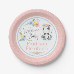 Kalfje Bloemige Baby Welkom Baby Shower Feestje Papieren Bordje