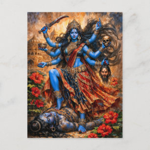 Kali danst op Shiva Briefkaart