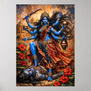 Kali danst op Shiva Poster