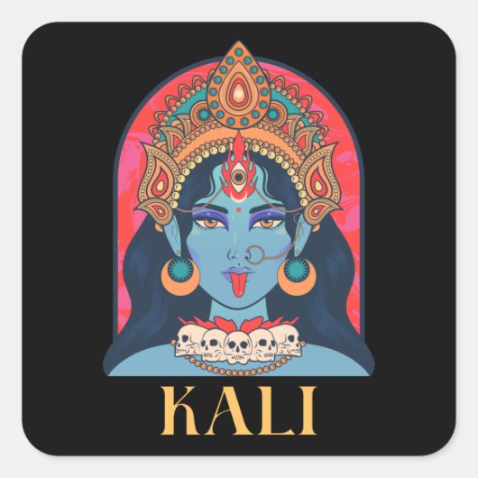 kali hindu goddelijkheid vierkante sticker (Voorkant)