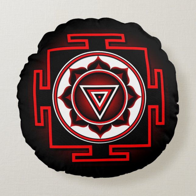 Kali Yantra Rond Kussen (Voorkant)