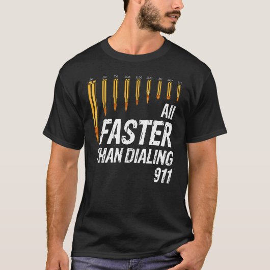 Kaliber sneller dan het Draaien 911 AMM Pistool Ei T-shirt (Voorkant)