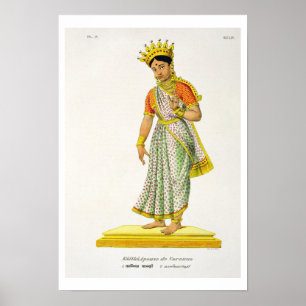 Kalika-vrouw van Varuna, gegraveerd door C. de Mot Poster