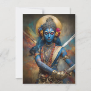 Kali's Krijgersmeditatie: Schilderij van Godin Sha Briefkaart