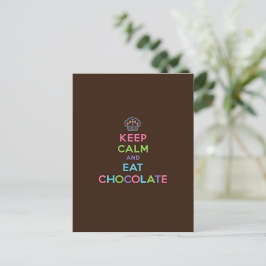 Kalk en eet chocolade briefkaart (Staand voorkant)