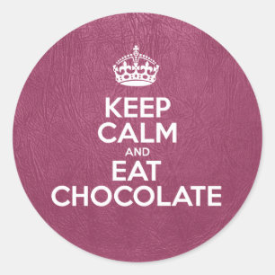 Kalk en eet chocolade, Roze leder, Kroon Ronde Sticker