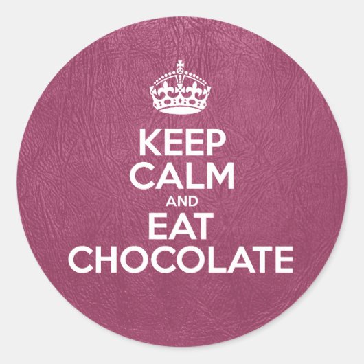 Kalk en eet chocolade, Roze leder, Kroon Ronde Sticker (Voorkant)