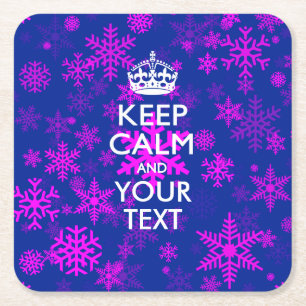 KALK- EN Jouw tekst-sneeuw op maat Vierkante Kartonnen Onderzetter