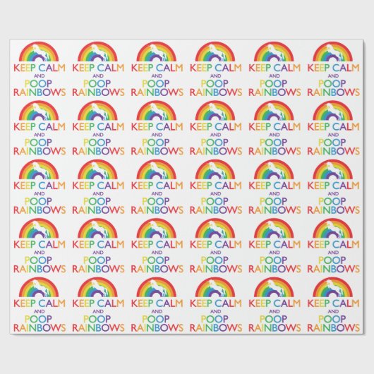 Kalk- en Poop Rainbows Unicorn Cadeaupapier (Vlak)
