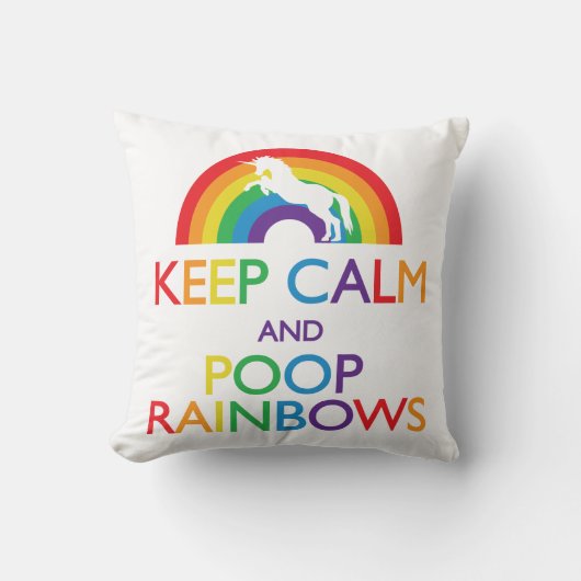Kalk- en Poop Rainbows Unicorn Kussen (Voorkant)