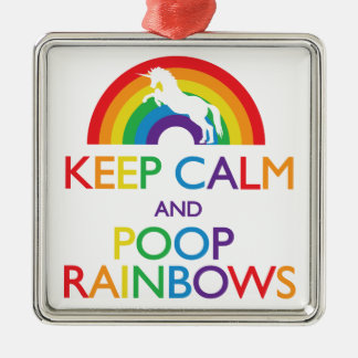 Kalk- en Poop Rainbows Unicorn Metalen Ornament