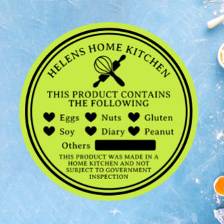 Kalk Green Food Allergy Alert Bakery Sticker