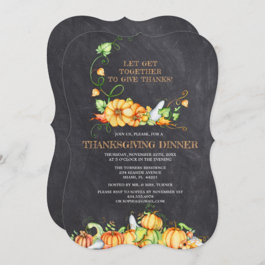 Kalkbord met herfstpompoenen voor Thanksgiving-din Kaart (Voorkant / Achterkant)