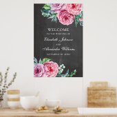 Kalkbordpapier met welkom teken. Boho floral bruil Poster (Keuken)