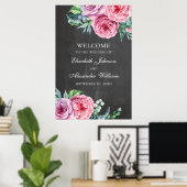 Kalkbordpapier met welkom teken. Boho floral bruil Poster (Thuiskantoor)