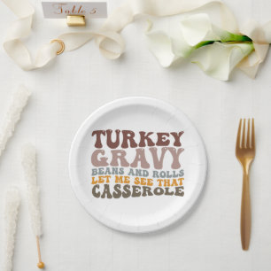 Kalkensaus Bonen En Broodjes Fall Thanksgiving Papieren Bordje