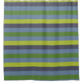 Kalkgroen en blauw douchegordijn (Voorkant)