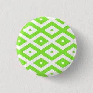 Kalkgroen en wit diamantpatroon ronde button 3,2 cm