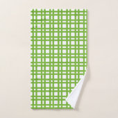 Kalkgroen en wit raster bad handdoek (Handdoek)