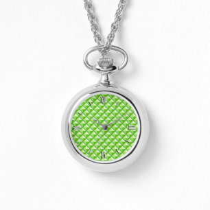 Kalkgroen, enamel look, bestudeerd raster horloge